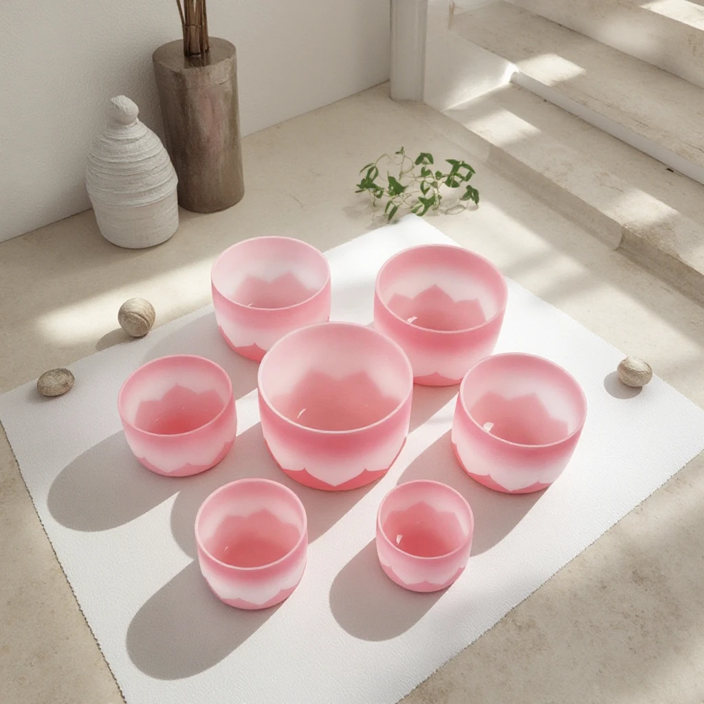 

Oriental Wholesale 8-14 inch Lotus Design Crystal Singing Bowl Sound Therapy Instrument with Free Hammer Sound Therapy