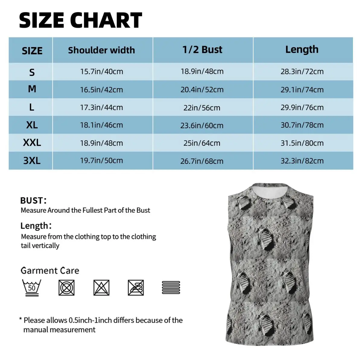 Footprint On The Moon By Buzz Aldrin Apollo Men Printed Sleeveless T-shirt Casual Hip Hop Street Style Beach Holiday Tank Tops