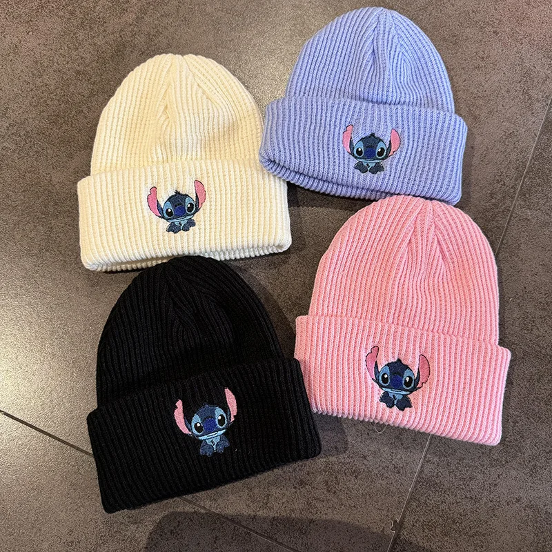 Bonnets brodés de dessin animé populaire américain Anime Kawaii brodé tricoté automne hiver chapeau chaud laine chapeau Kitty bonnets cadeau