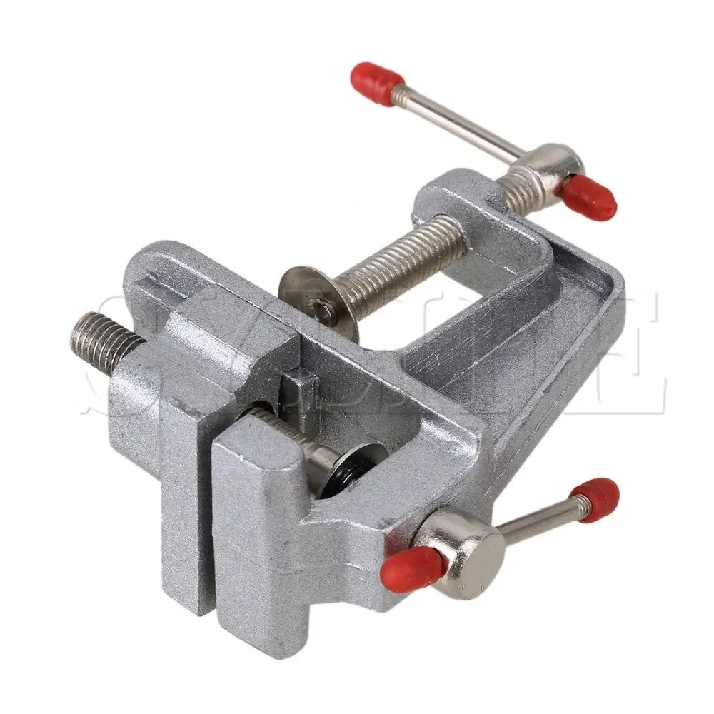 Heavy Duty Mini Bench Vise - Small Jewelers Clamp for Hobby Work, Table Mount Vice Tool with 360° Swivel Base & Rubber Jaw Pads