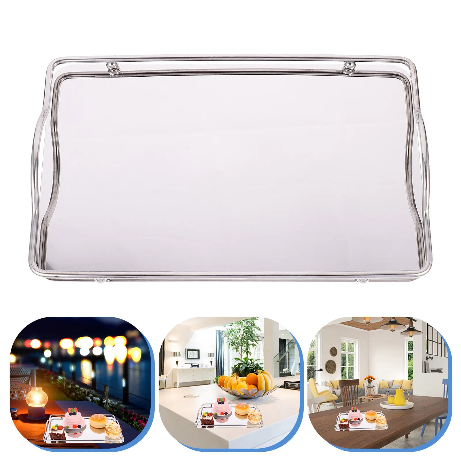 

Поднос из высококачественной нержавеющей стали, сверхпрочный, для подачи еды, хранения полотенец, украшений, закусок, для домашней организации, поднос-органайзер