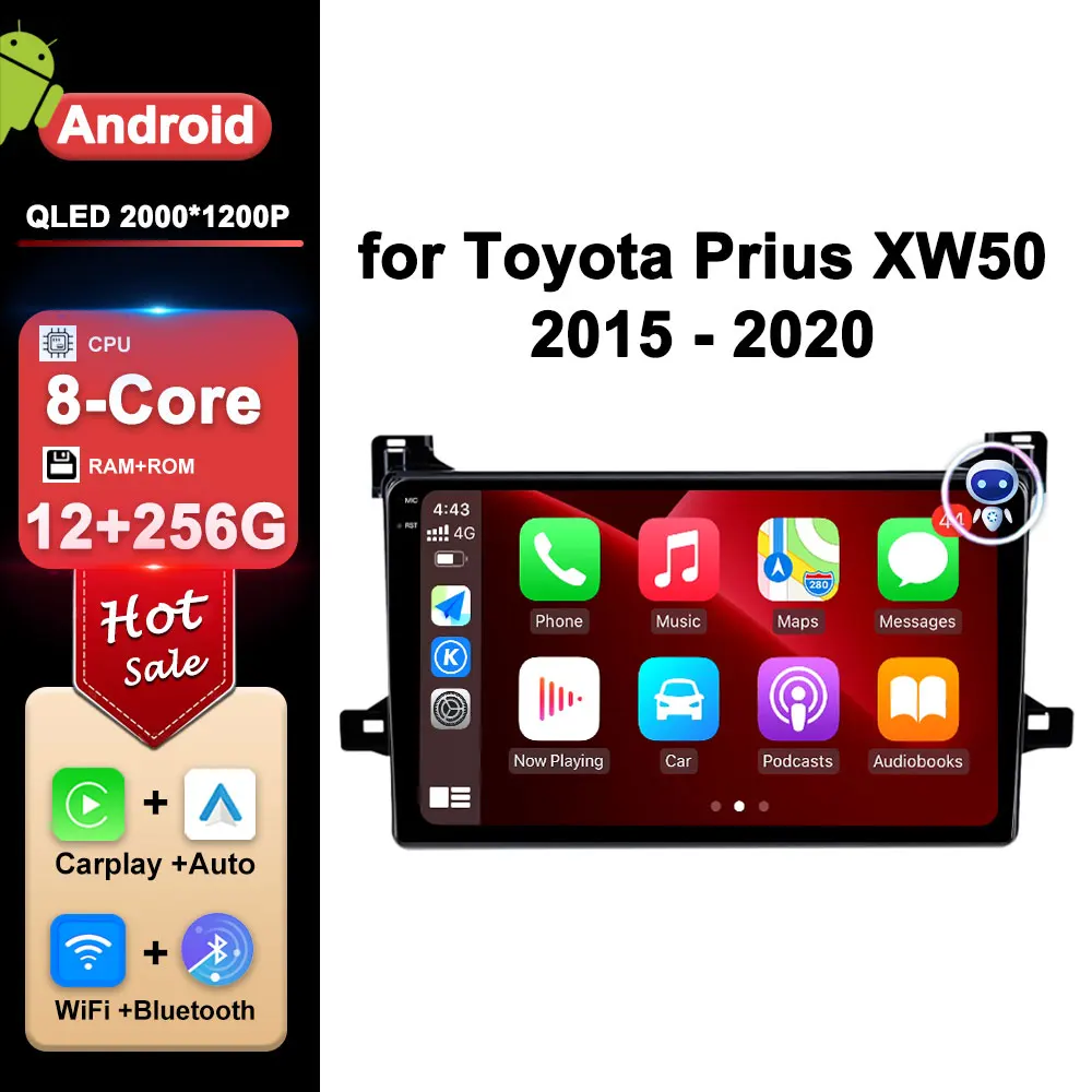 Android OS 9 inch for Toyota Prius XW50 2015 - 2020 Car Radio Multimedia Video Player 4G GPS Navi WiFi DSP Stereo Touch Screen