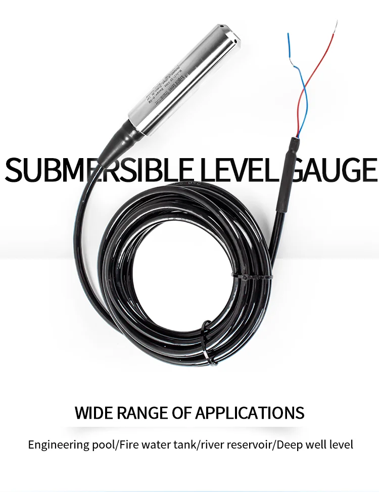 4-20mA Liquid Level Transmitter 0-5M Probe Water Level Transmitter Transducer 0-10V Submersible Liquid Level Sensor for Tank