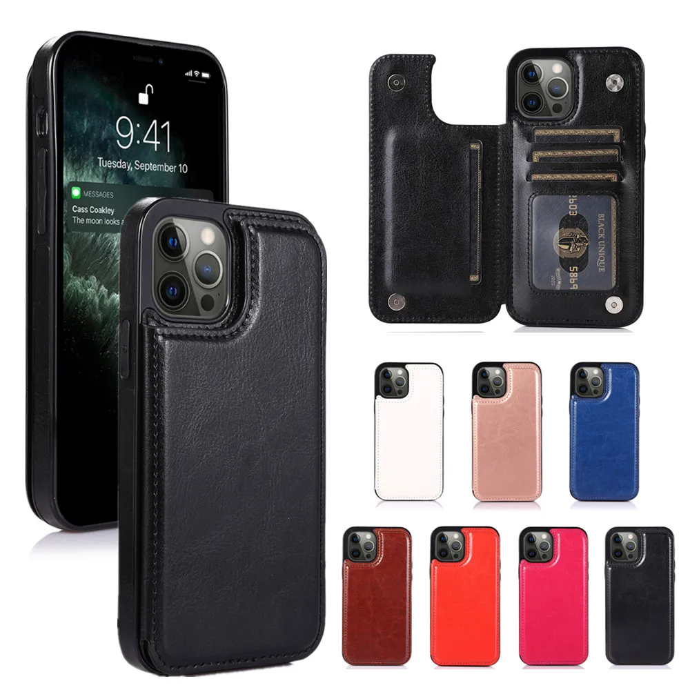 Funda de cuero de lujo con tarjetero para iPhone, carcasa tipo billetera para iPhone 13, 12 Mini, 11 Pro, X, XS Max, 6, 6S, 7, 8, SE, 2020, XR Plus