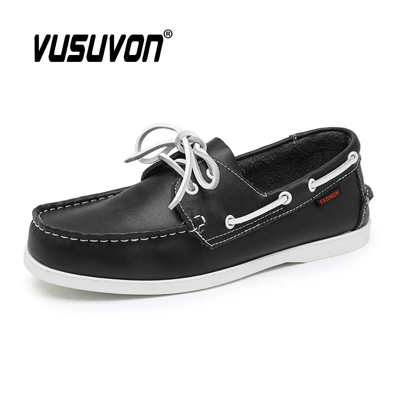 Men Boat Shoes Cow Genuine Leather Quick-dry Leather Lace-Up Driving Retro Fashion Casual Flats Classic 2026 New Design 39-47