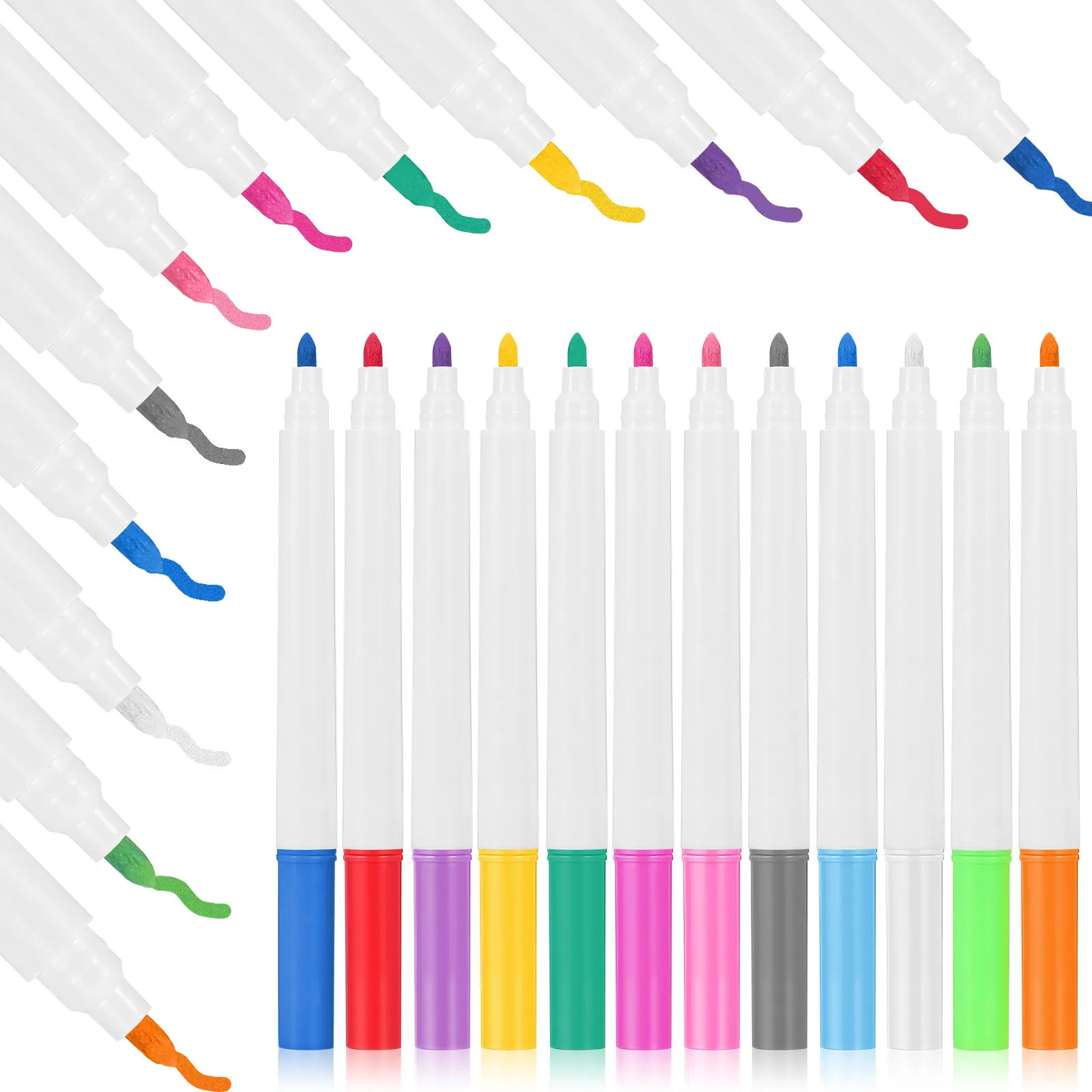 24Pcs Fluorescent Whiteboard Pens High-Grade Liquid Chalk Markers Dust-Free Portable Lightweight Writing Pens for Windows
