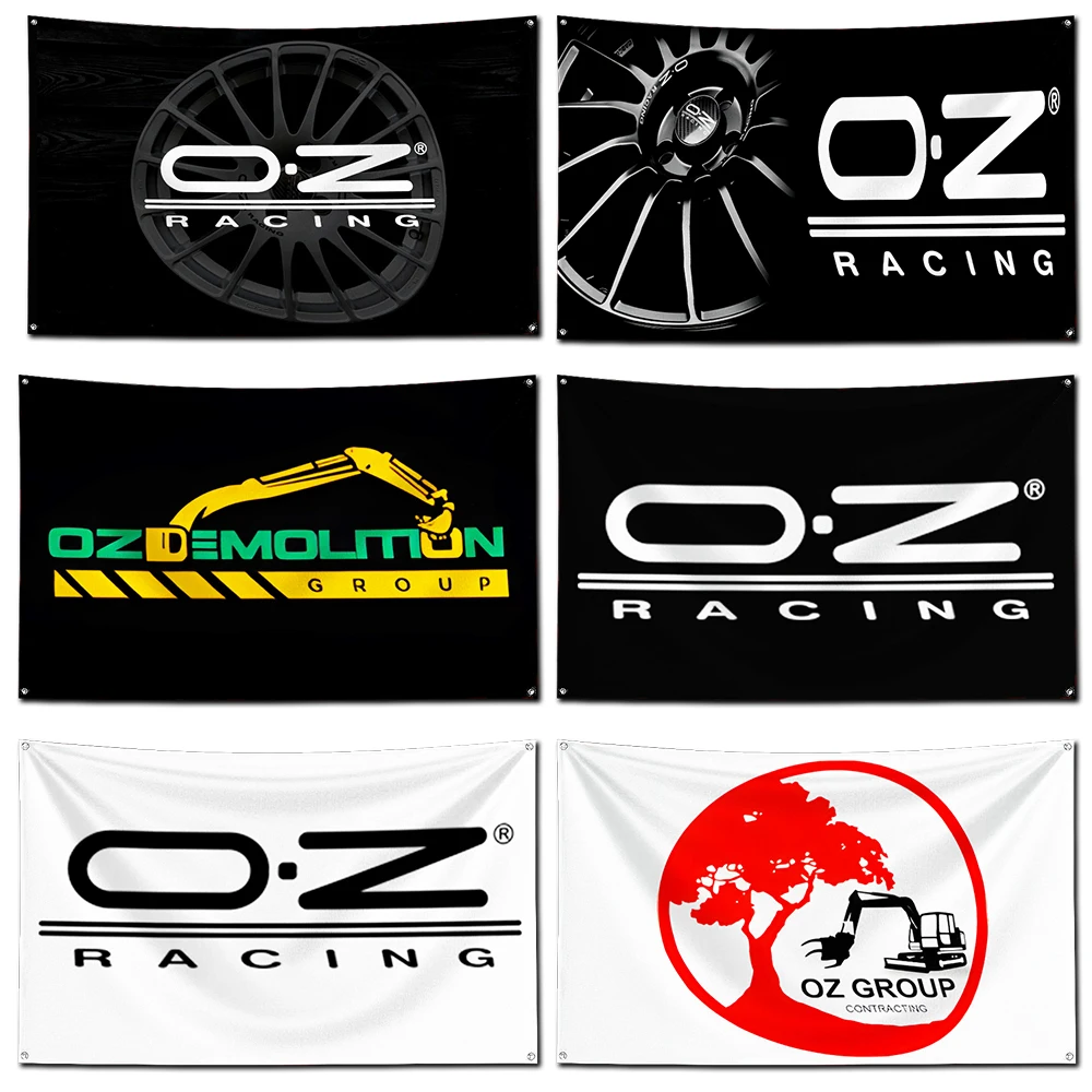 OZ Racings Flag Polyester Digital Printing Banner 4 Sizes for Garage Wall Art Out Door Decoration With Brass Grommets