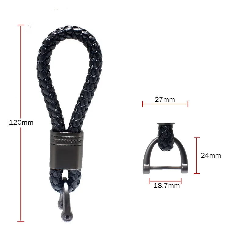 Trendy Hand-woven Leather Car Key Ring Men Women Rope Key Chain Waist Keychains Charm Metal Key Holder Unisex Fashion Jewelry