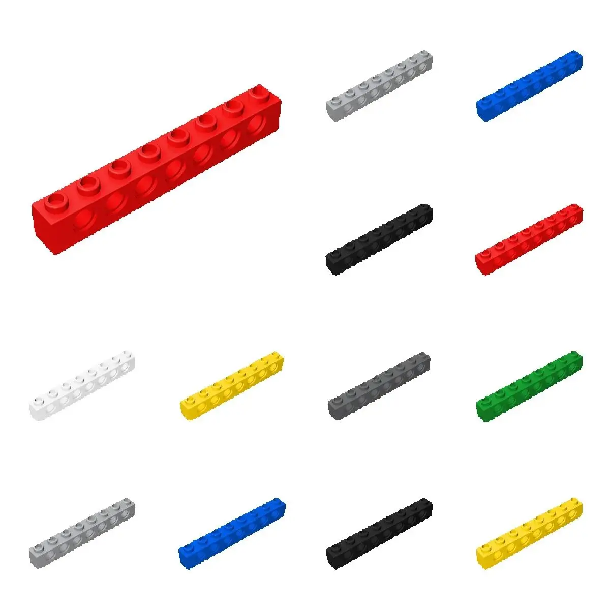 

10pcs 3702 Technical Brick 1x8 with Holes Bricks Collections Bulk Modular GBC Toys For Technical MOC Sale Buildings Blocks