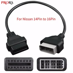 For Nissan 14 Pin To OBD2 16 Pin Cable Car Diagnostic Connector for Nissan 14Pin To 16Pin OBD OBDII Adapter Connector