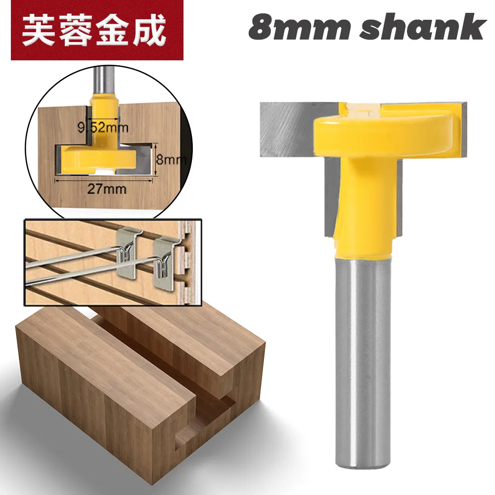 1PC Tungsten Steel Straight Edge T-cutter Slotting Cutter 8 Handle Slotting Cutter For Export Woodworking Milling Cutter