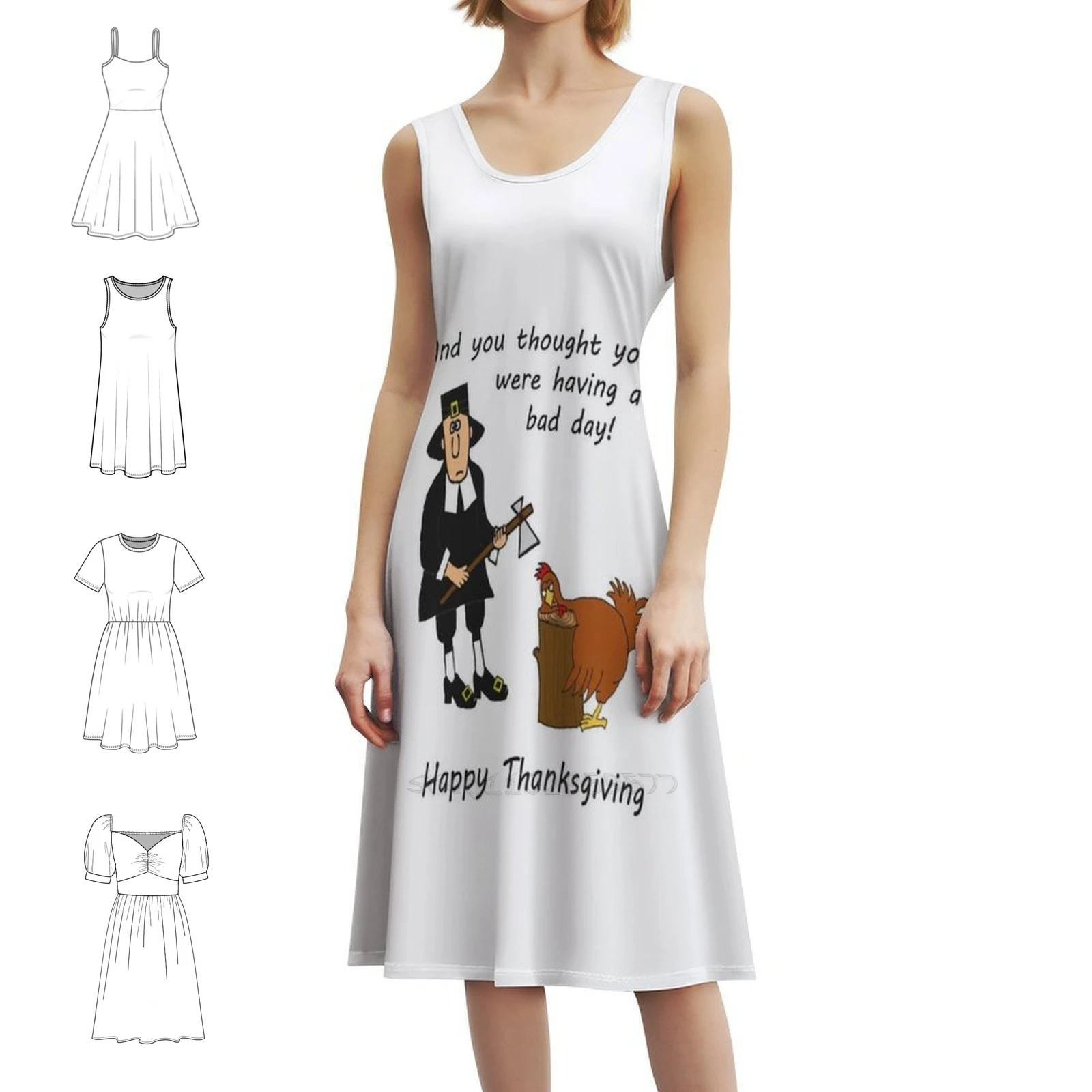 فستان مثير للعطلات لعيد الشكر السعيد للنساء لحفلات الشاطئ وأعياد الميلاد فستان قصير لعيد الشكر السعيد