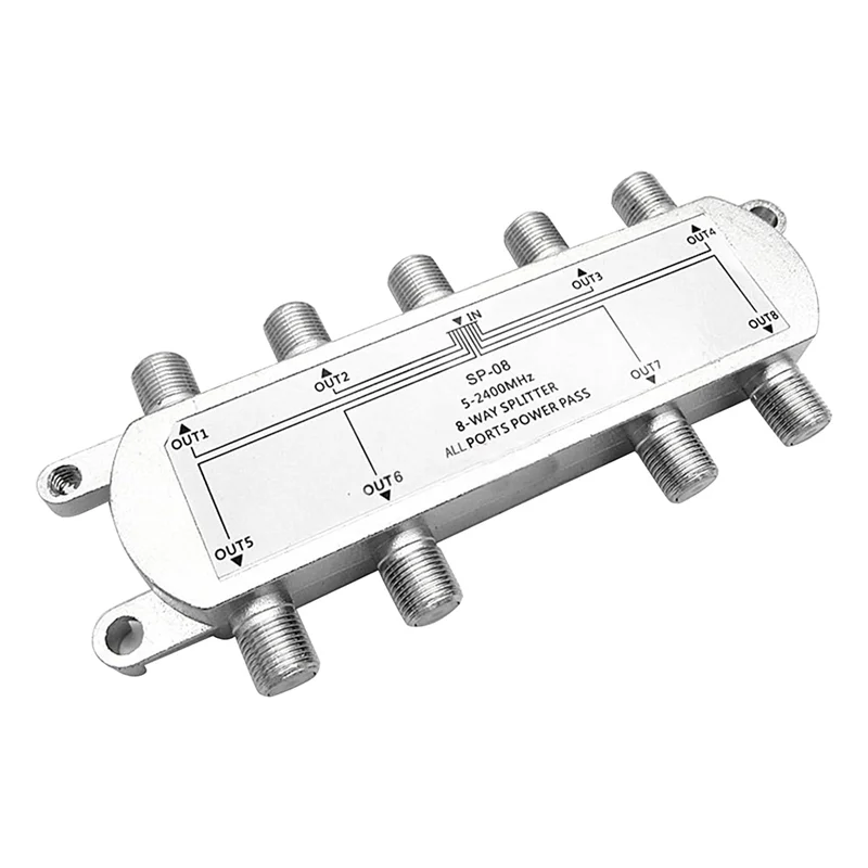 Leading-2PCS Satellite 8 Way Coaxial Cable Splitter 5-2400Mhz F Type Plug Work With Analog/Digital TV Connection And Internet