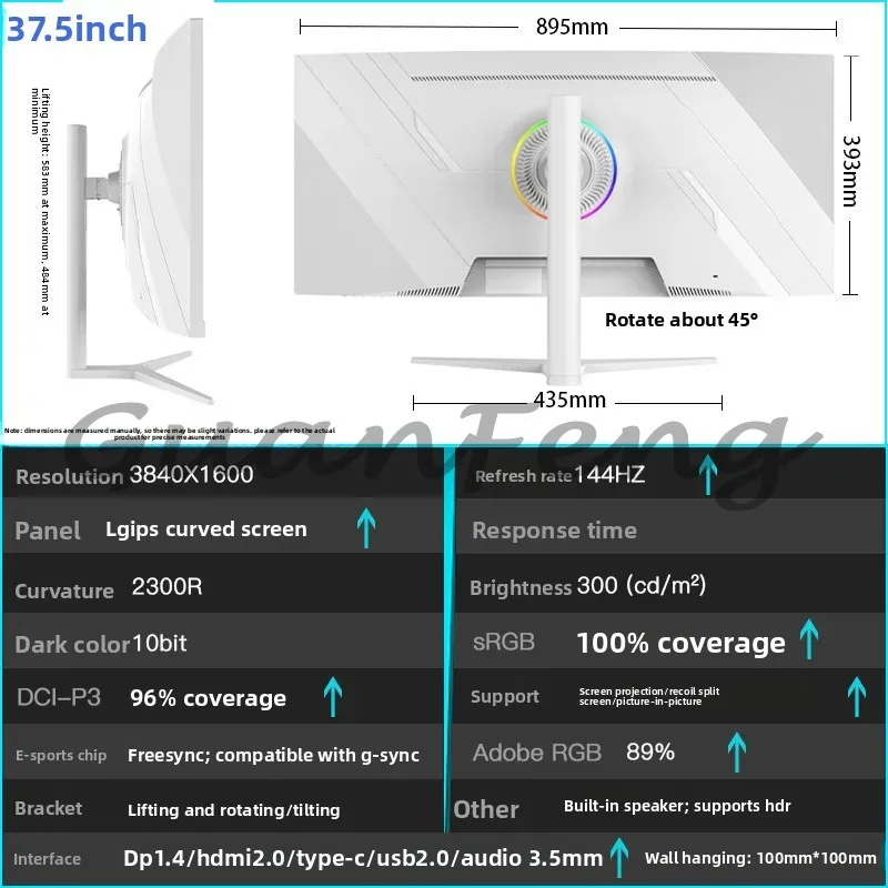 Immersive 38-Inch Curved Gaming Monitor - 4K UltraWide @ 144Hz, IPS 21:9 Screen for eSports & Multitasking