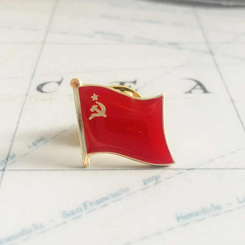 USSR Lapel Pin  Russia  National Flag Crystal Epoxy Metal Enamel Badge Brooch  Collection Souvenir Gifts  Lapel Pins Accessories