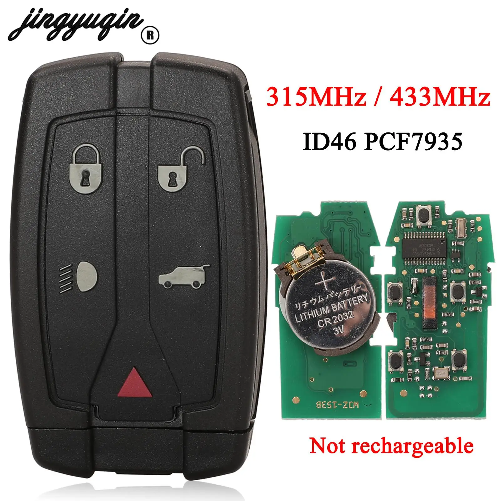 

jingyuqin 5 Buttons 315/433Mhz Car Remote Key id46 PCF7953 Chip For Land Rover Freelander 2 3 Ranger Rover Evoque Discovery 4