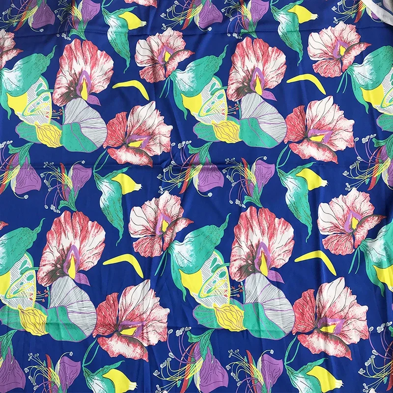 Digital Printed Micro Elastic Fabric for Shirt Dress Flower Brand Fashion Fabrics Wholesale Cloth Diy Sew Per Meter Material