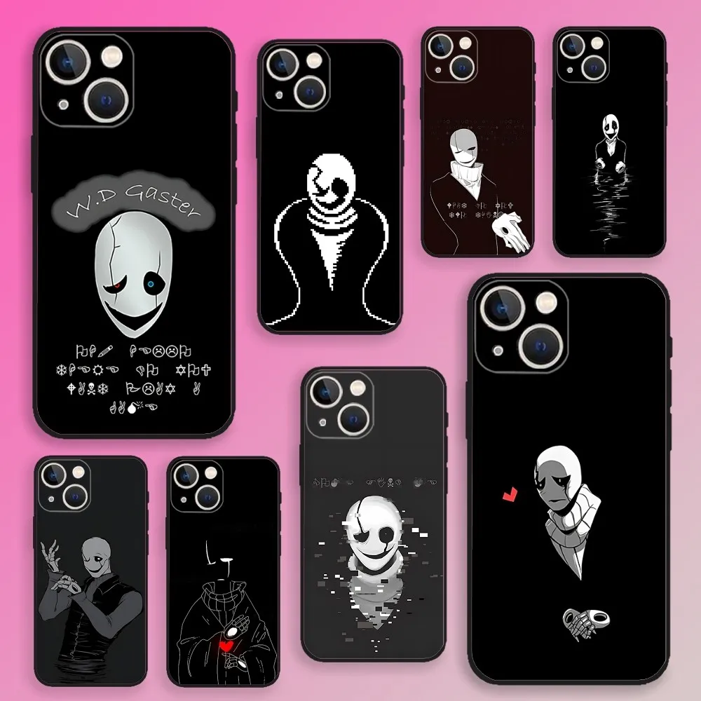 

W D G-Gaster Game U-Undertale Phone Case For iPhone 16,15,14,13,12,11,Plus,Pro Max,XS,X,E,SE,Mini Soft Silicone Black Cover