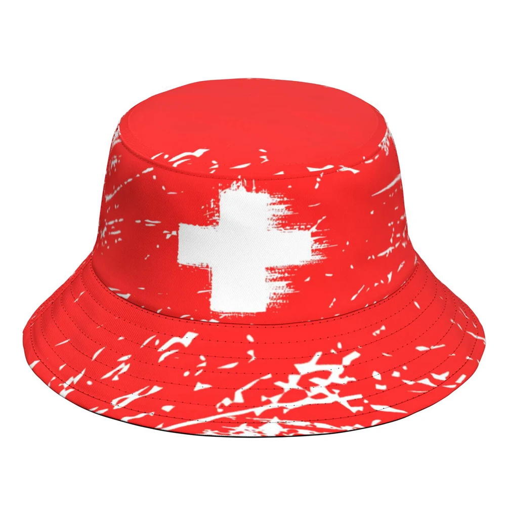 Switzerland Fisherman Hats Free custom made name number photo Bucket Cap nation flag ch german country college Headgear