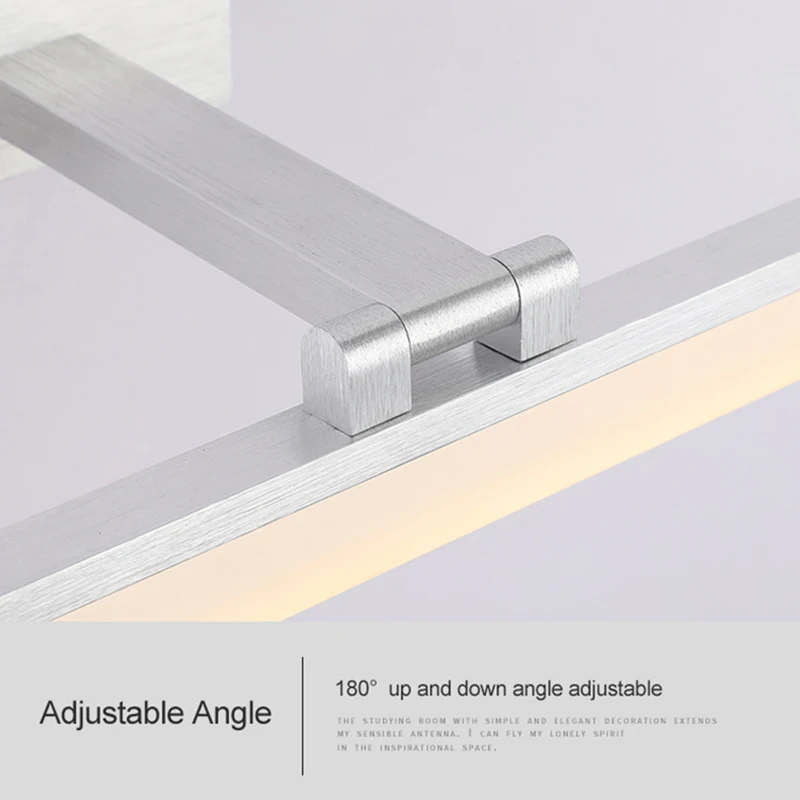 مصباح مرآة مثبت على الألومنيوم من الأكريليك LED مقاس 40 سم 50 سم أسود دافئ وأبيض للمكياج وإضاءة LED لغرفة النوم والحمام #5