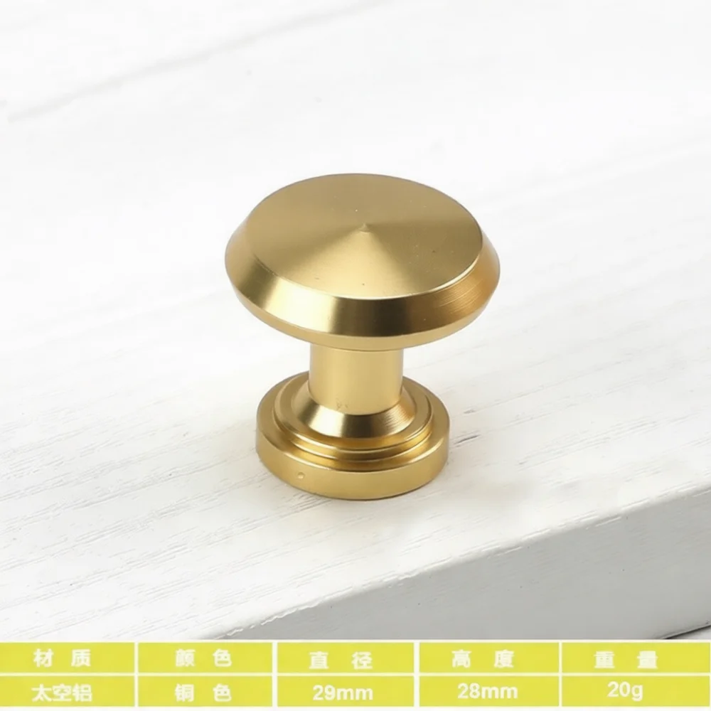 Simple Style Round Handle Aluminum Alloy Cabinet Pull Gold Silver Modern Hardware For Euro Wardrobe Door Drawer Knob Knobs