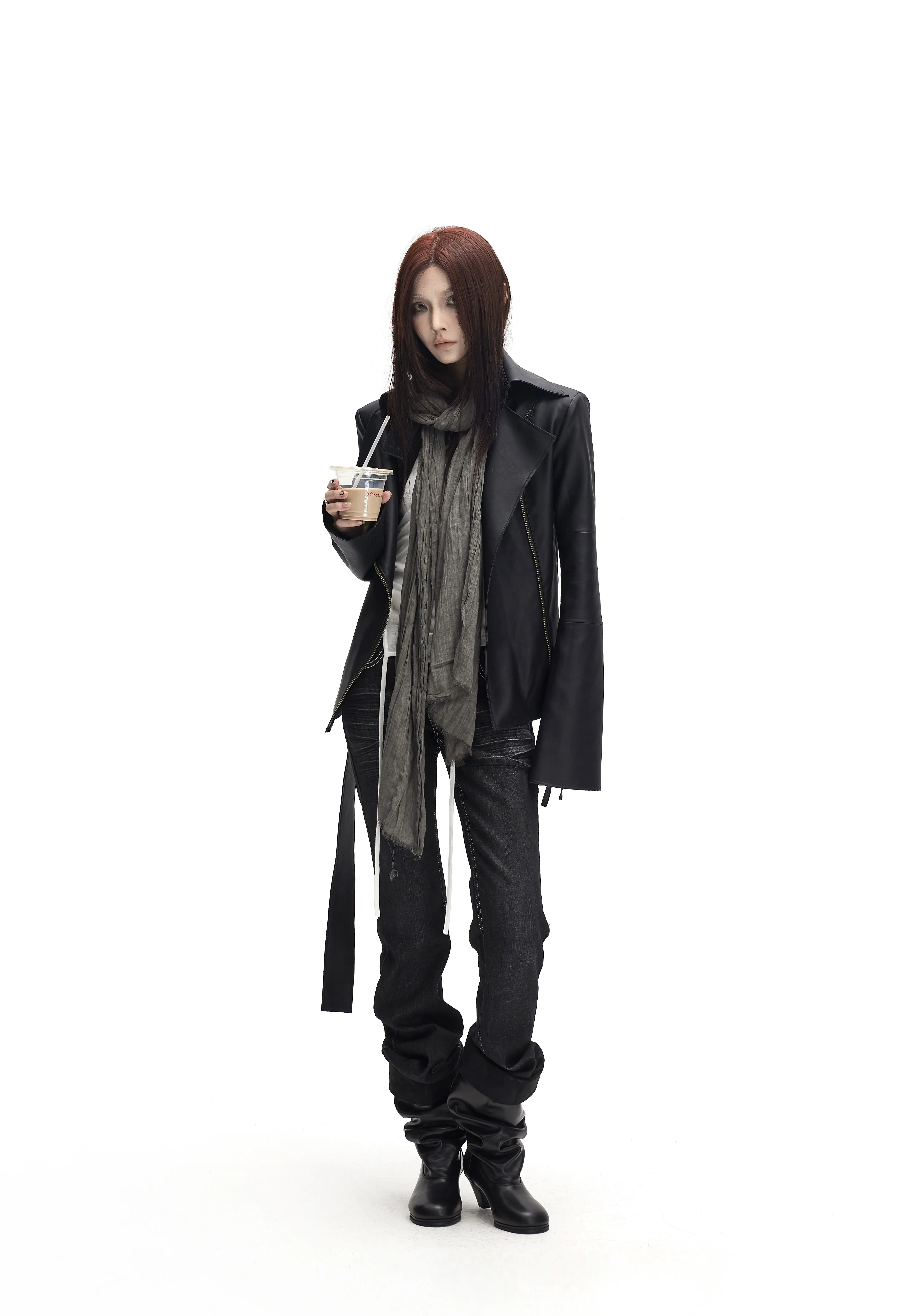 Lautaro Spring Autumn Cool Handsome Soft Black Pu Leather Jacket Women Long Sleeve Double Zippers Luxury Clothes Runway Fashion