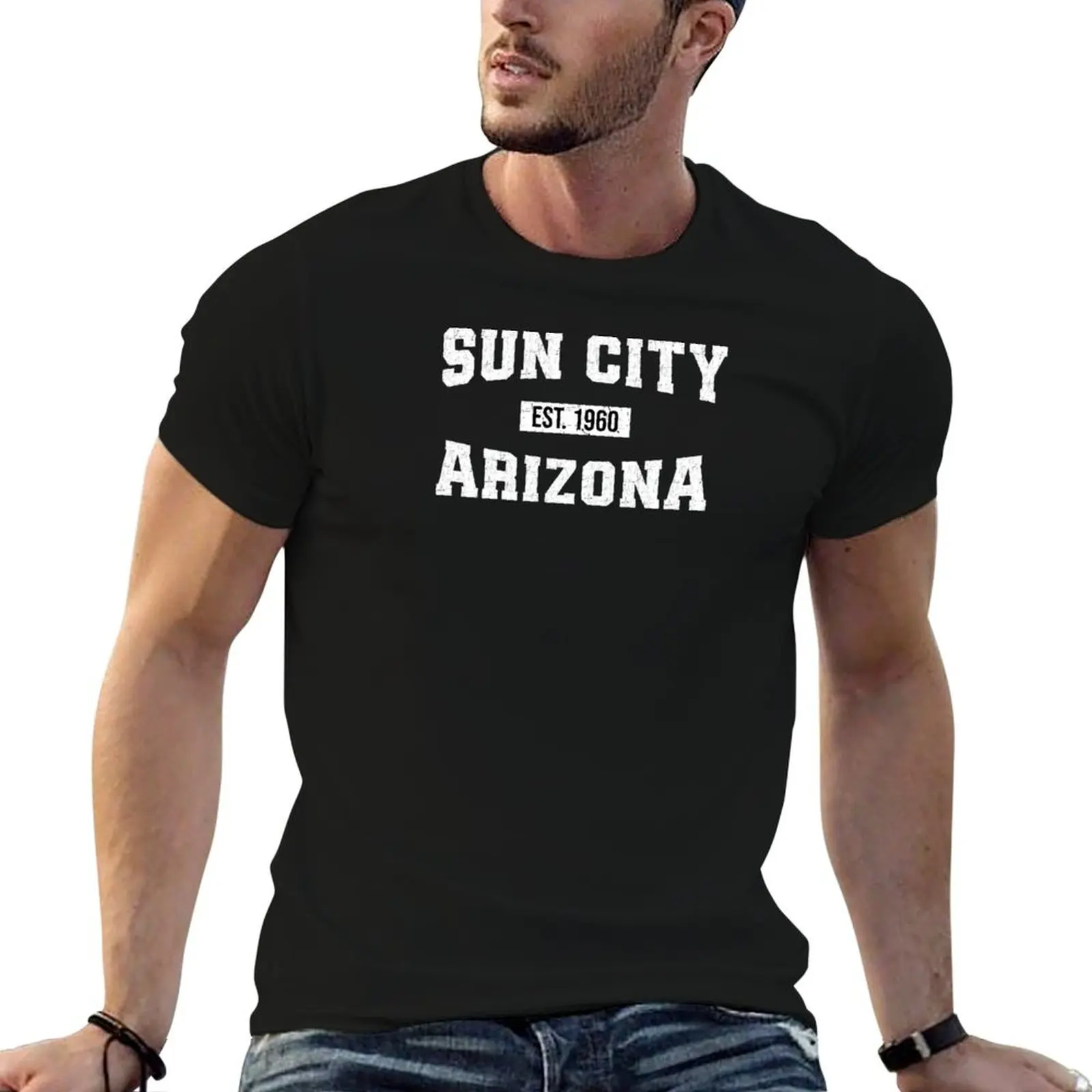 

Sun City Est. 1960 T-Shirt oversized graphic tee plus size tops rapper graphic tees mens funny t shirts