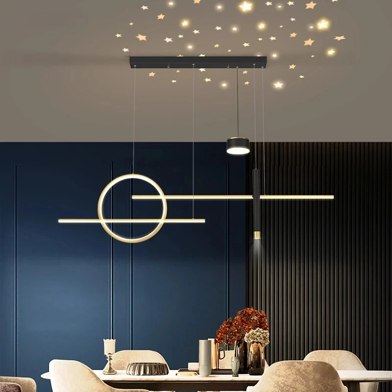 Modern LED Stars Projection Chandelier LED Hanging Lamp Indoor Lighting for Dining Table Bar Trend Decoration LED Lighting