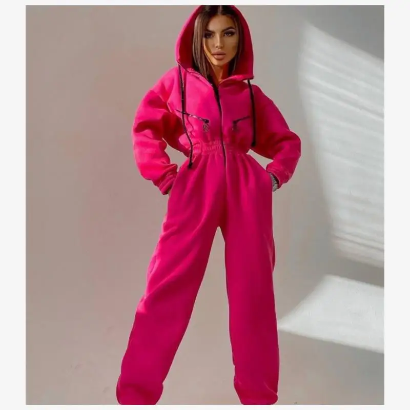 Damski kombinezon uliczny, ogrodniczki, zdobione diamentami, średni stan, długie spodnie, regularny krój, cienka kolekcja zimowa.