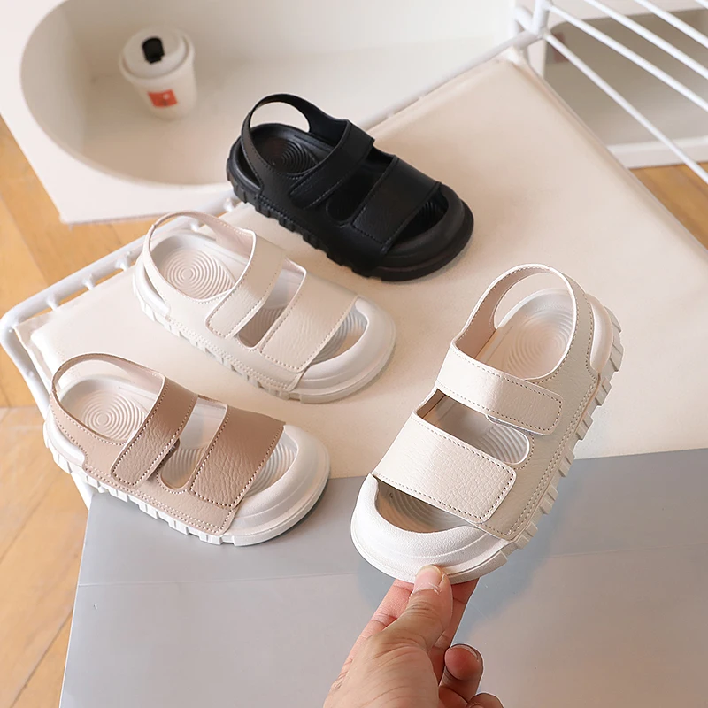 

Летние сандалии 2026 года для мальчиков и девочек, новые, с защитой от ударов, повседневные, классические, простые, мягкие, дышащие, размеры 21-35, модные, универсальные