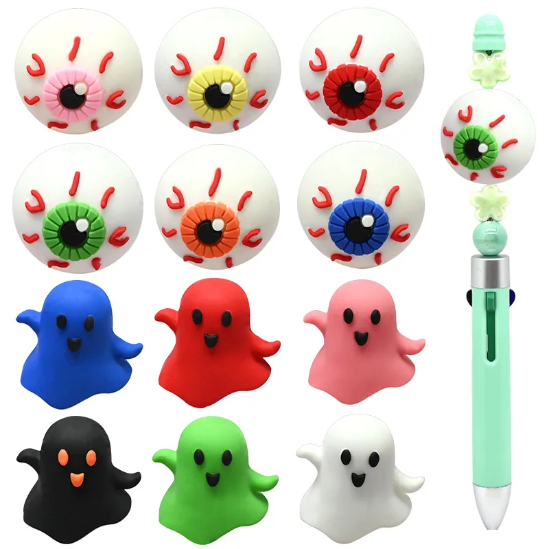 

5/10Pcs Silicone Beads Ghost Eyeball 3D Focal Beads Jewellery Making DIY Keychain Beaded Pen Bracelets Jewelry Accessories