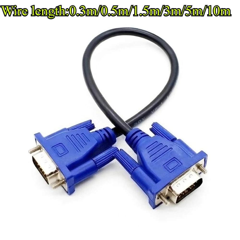 VGA To VGA Cable 15 Pin Male To Male Video Extension Converter Connector for Computer Monitor Screen Projector PC TV Adapter