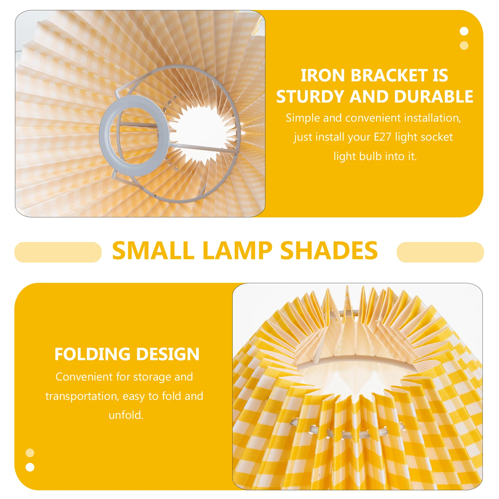 

Round Lampshade for Table Lamp Pleated Cloth Mini Home Accessories E27 Dustproof Foldable Reliable Easy Installation Lighting