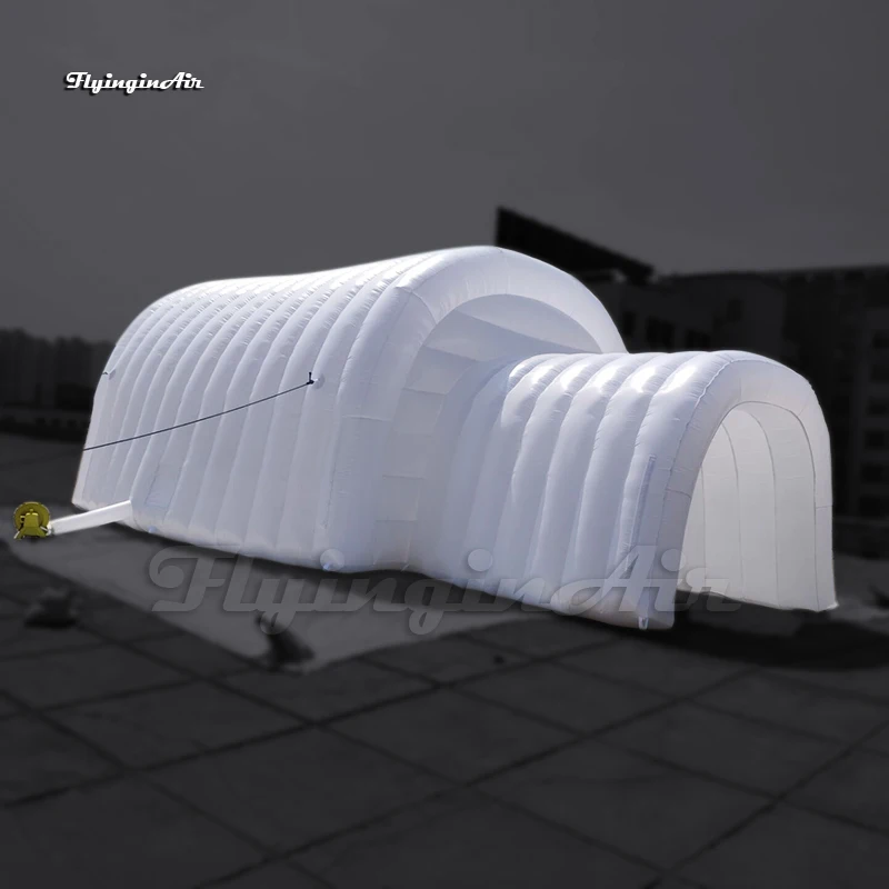 Customized Party Tent White Inflatable Tunnel 8m Air Blow Up Igloo With 2 Doors For Outdoor Events