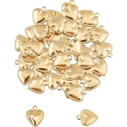 100pcs Golden Puffy Heart Charms 304 Stainless Steel Pendants 1mm Small Hole Heart Charms for DIY Necklace Bracelet