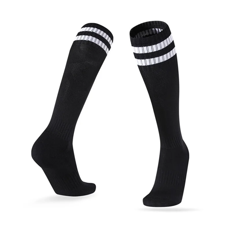 Stripes Football Black White Soccer Socks For Men Teenages Kids Over The Calf Baseball Rugby Athletic Sock