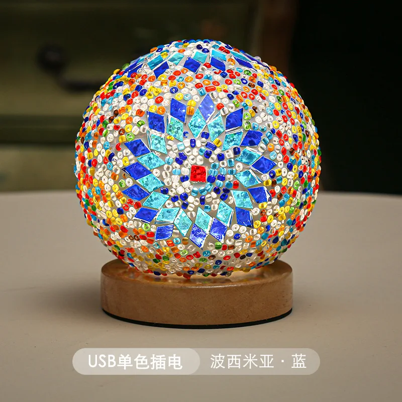 Creativo artistico boemia luce divertente scioccante manuale decorazione mosaico lampada USB atmosfera luce candela elettronica per la stanza