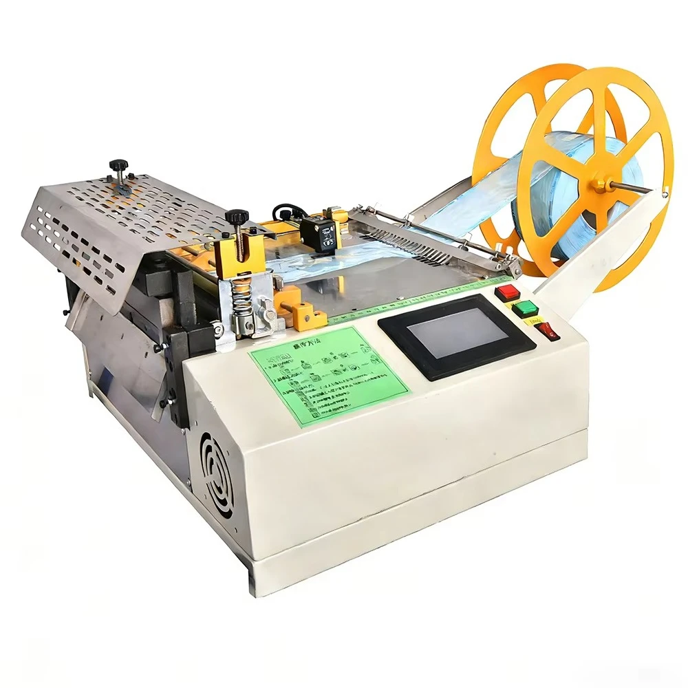

320 mm Automatic Belt Ribbon Strap Tape Webbing Cutting Machine with an Electronic Eye Photoelectric Sensor for Precise Cutting