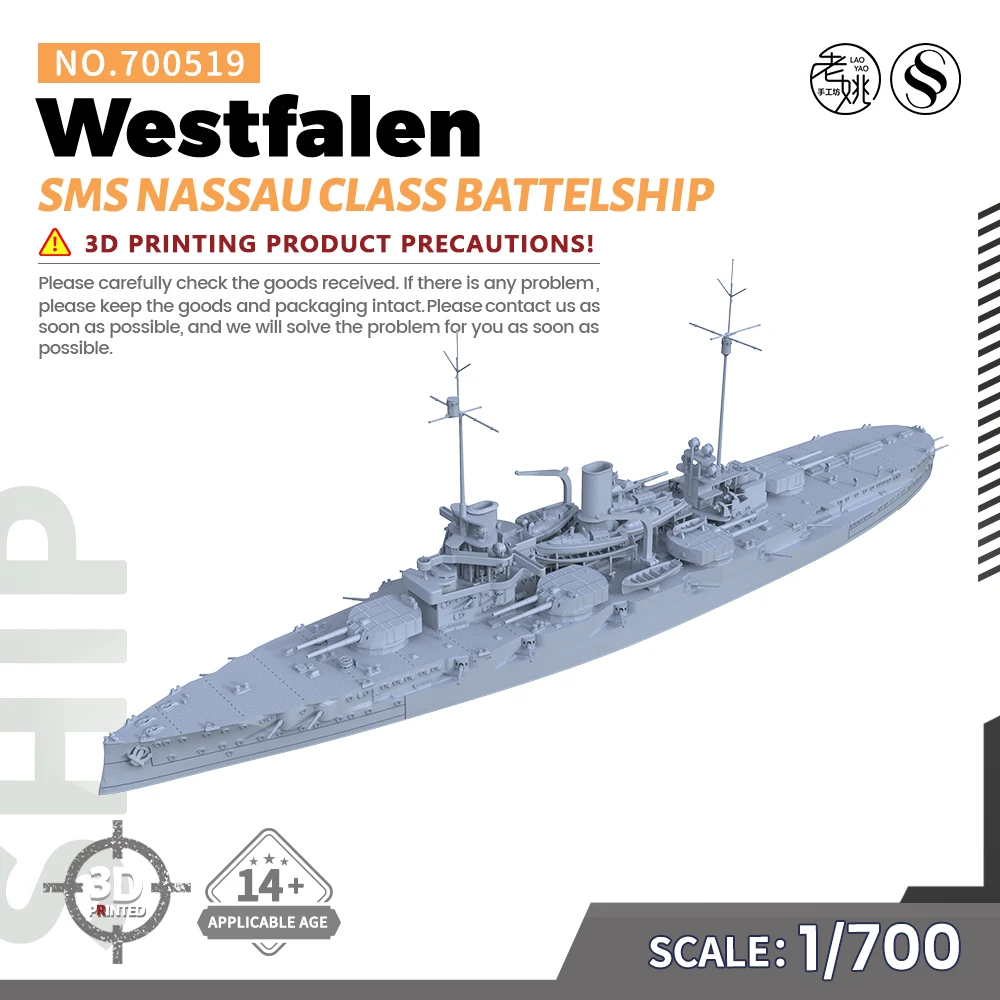 SSMODEL SS700519/S 1/700 Military Model Kit SMS Nassau Class Westfalen Battelship