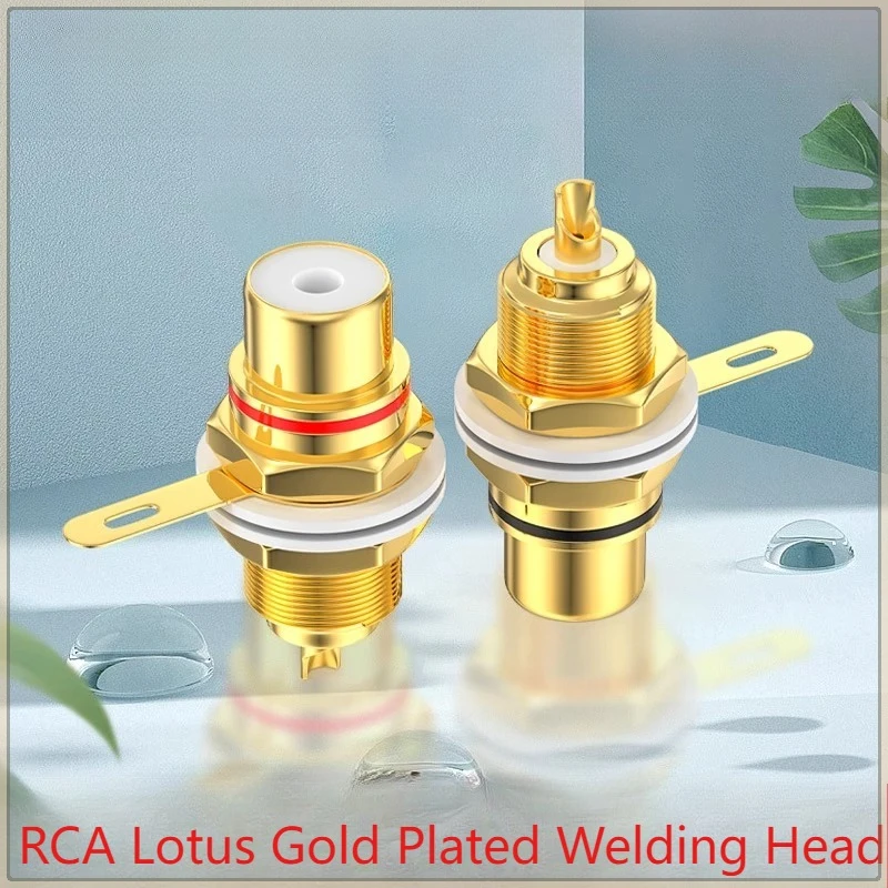 2/4PCS RCA Female Socket Lotus Connector Chassis Panel Mount Adapter Audio Terminal Plug 3.5mm AV Plug Gold Plated