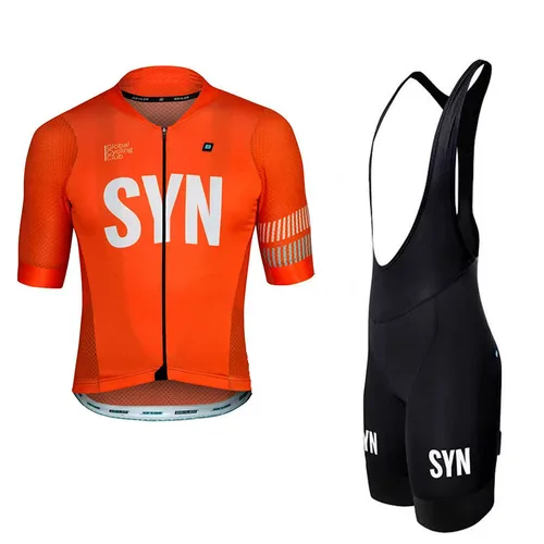 Imagen 2 del producto SYN-ropa de ciclismo para hombre, jersey de verano con babero, camisa de ciclismo de carretera, transpirable, de secado rápido, absorbe el sudor