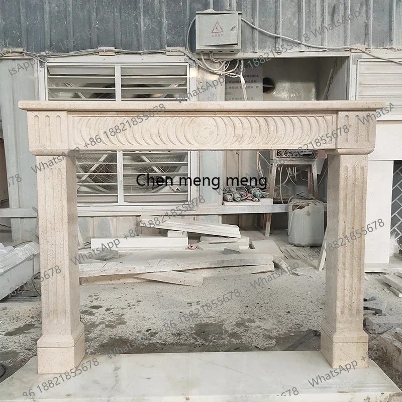 

Marble mantel natural travertine fireplace French American simple retro quiet wind