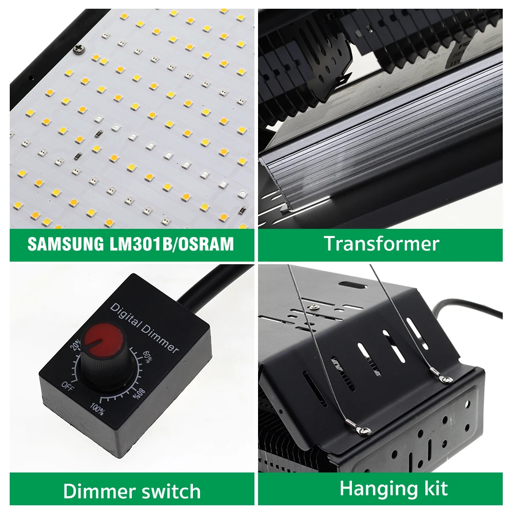 الطيف الكامل LED تنمو ضوء ، عكس الضوء لنمو الشتلات ، الخضار و بلوم ، LM301B ، AC85-265V ، 3000K ، 6500K ، 312 قطعة