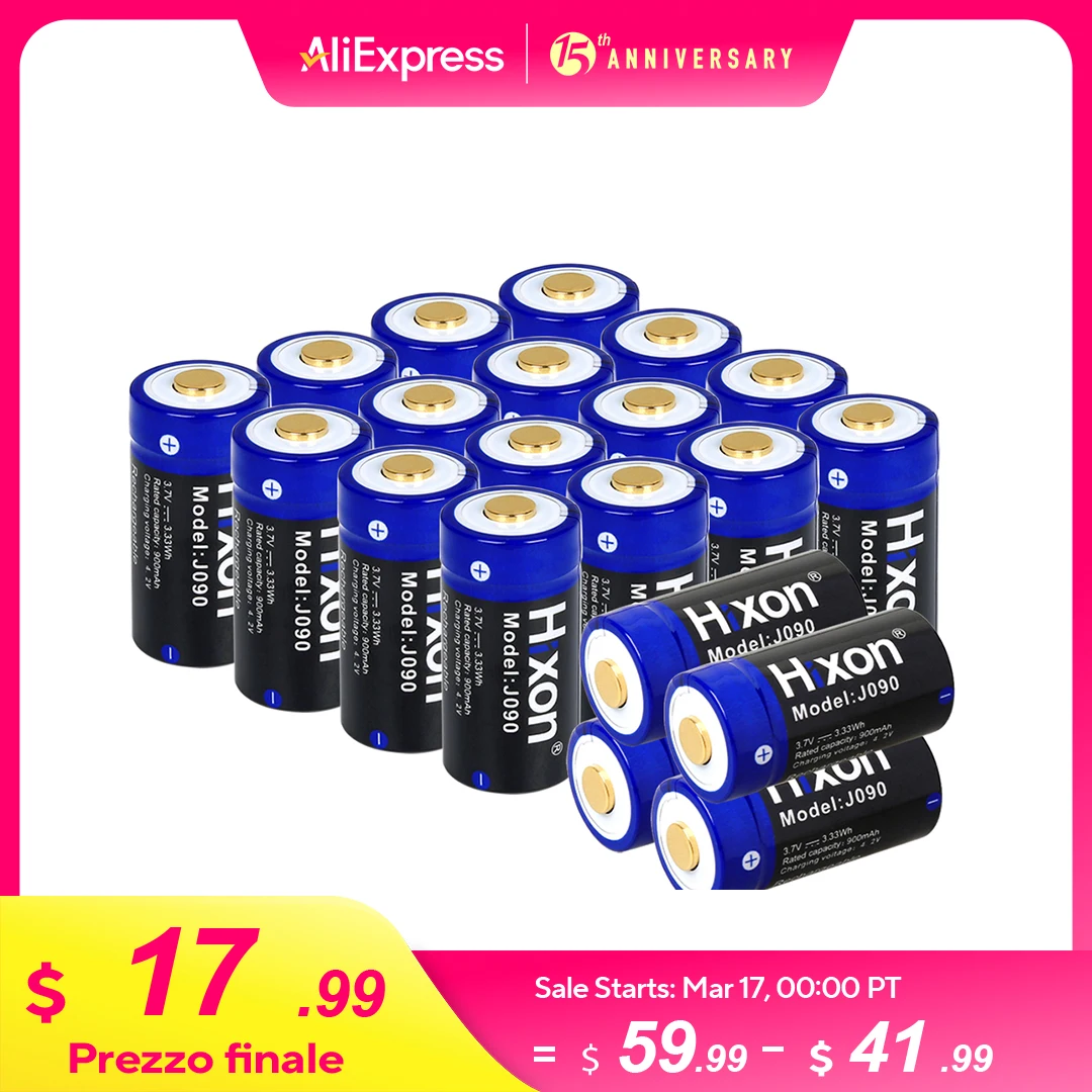 900mAh 3.7V 16340  Li-Ion Rechargeable Battery 100% Capacity For Arlo HD Camera&Laser Pen LED Flashlight Cell,Security Camera