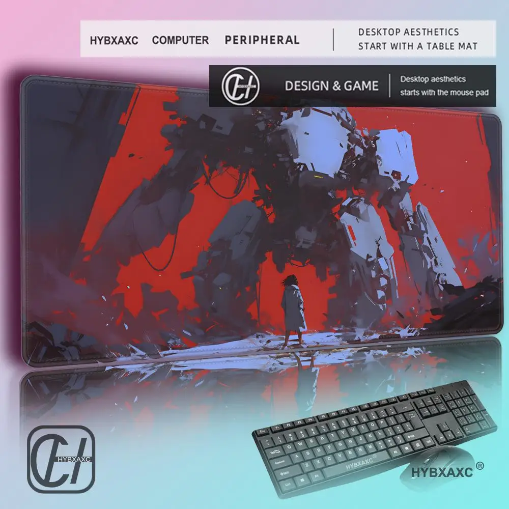 HYBXAXC Anime Desk Mat, Giant Mecha Motif, Large Mouse Pad, Aesthetic Mousepad, Deskmat, Cute Desk Pad, Big, Deskpad