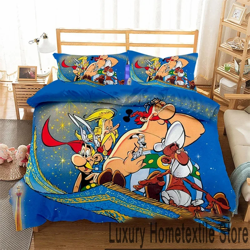 3D Print Asterix Obelix Cartoon Bedding Set,Duvet Cover Bed Set Quilt Cover Pillowcase,King Queen Twin Size Boys Girls Adults