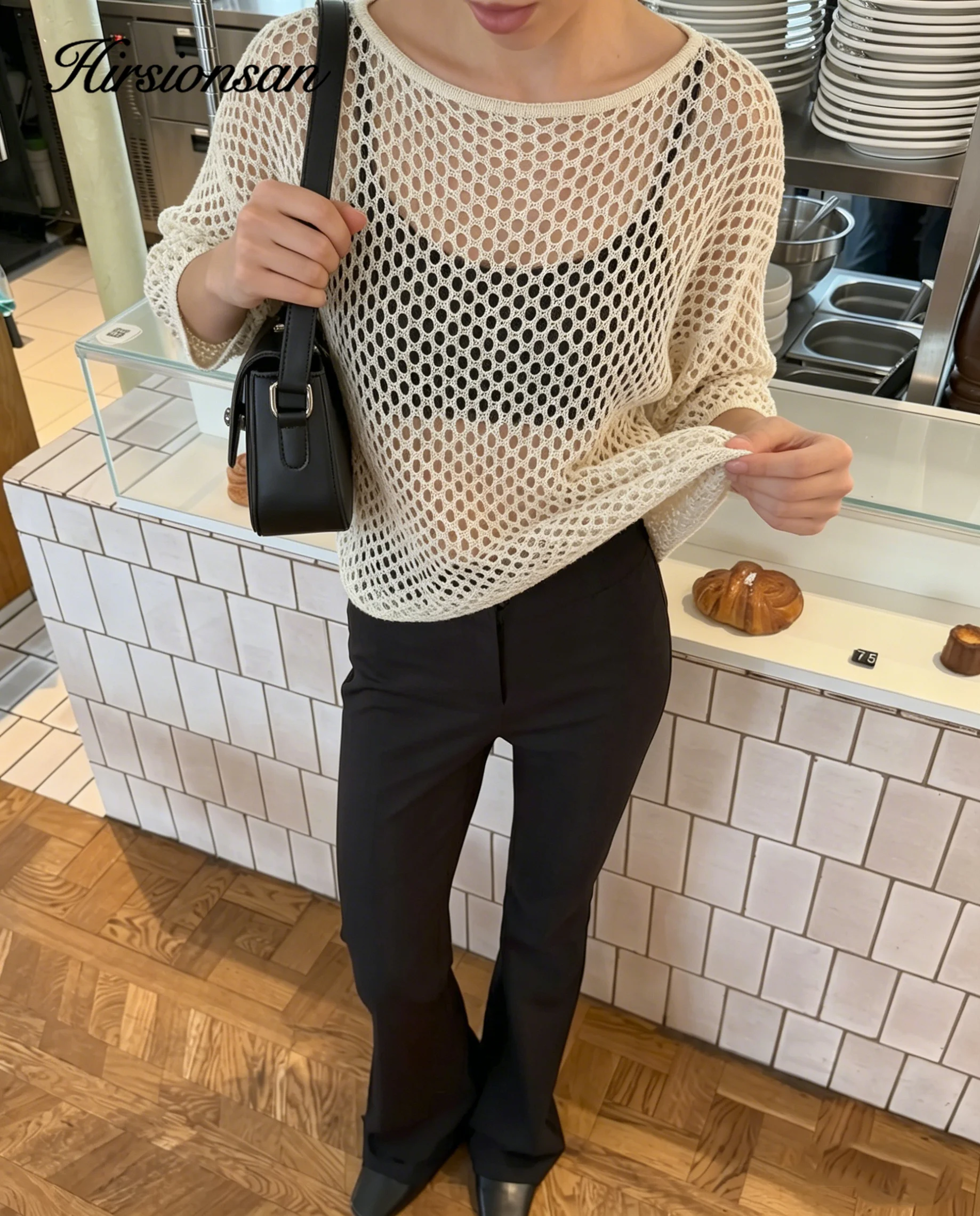 Hirsionsan Elegant Sweater Women 2026 Summer Autumn Casual Fashion Loose Women Pullovers Chic Pink White Jumper Sueter Mujer