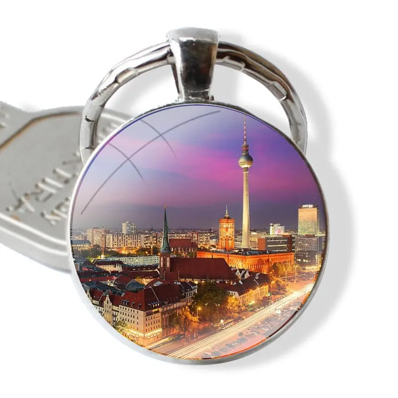 Keychain Handmade Glass Cabochon Key Ring Holder Pendant Key Chains Berlin Culture