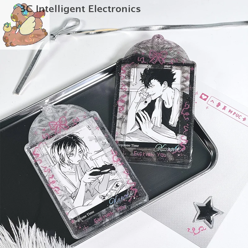 Pixel Style Kpop Photocard Holder ID Badge Holder Student Bus Card Protective Photo Sleeves Fashion Bowknot Photo Card Holder