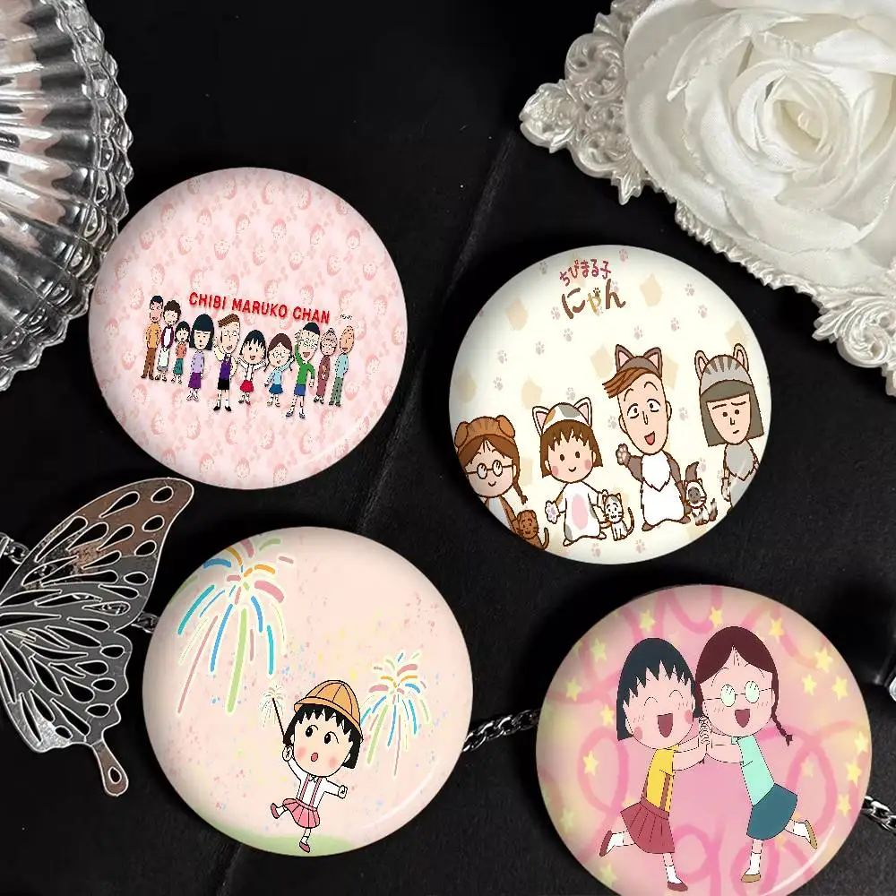 C-chibis M-aa-rrukos Chans Soft Button Pin Round Metal Badge Lapel Pin Parts Gift Friends Kid Jewelry